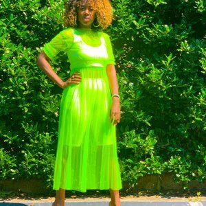 Vibrant Green Midi Dress